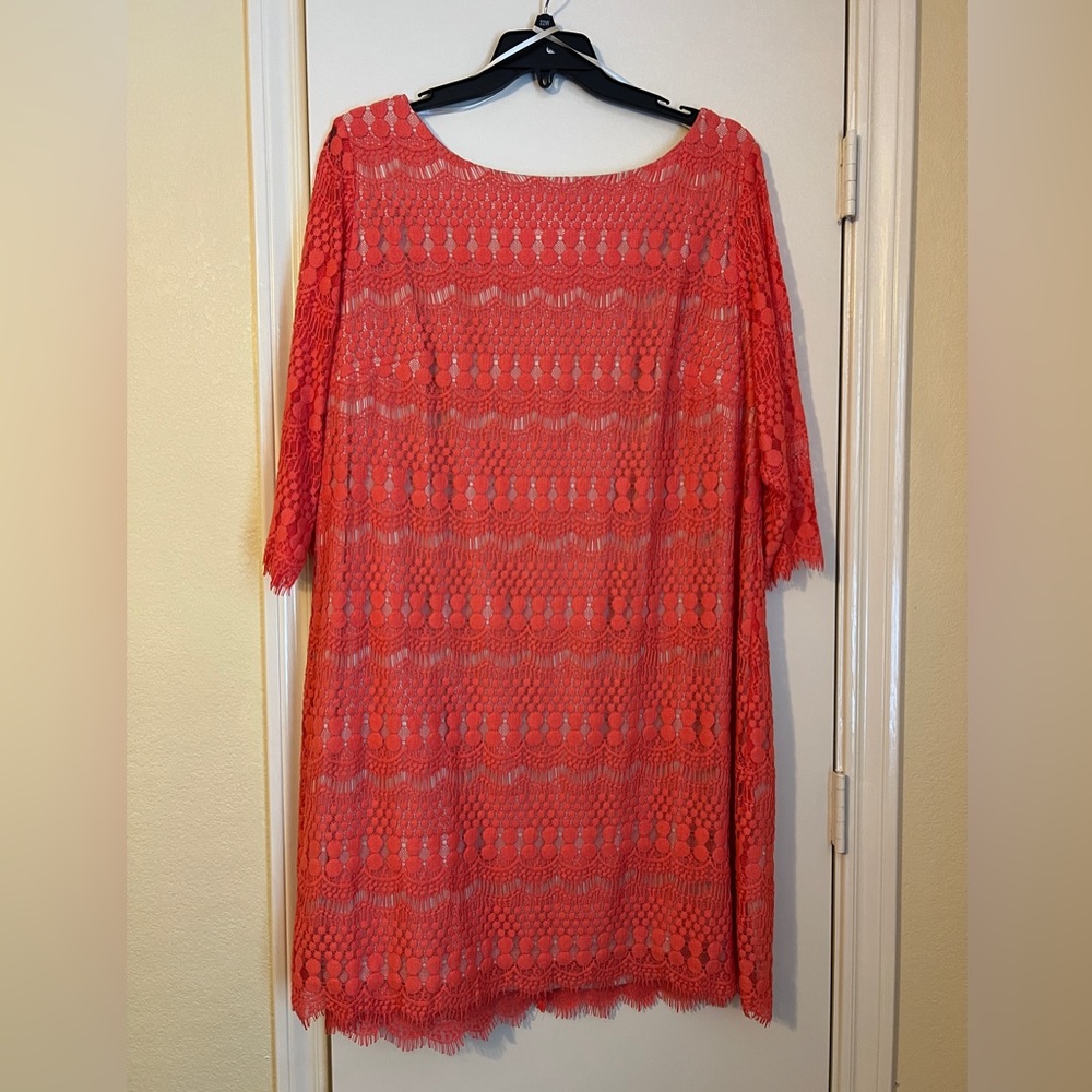 Jessica Howard Plus Size Coral Lace Dress, 22W